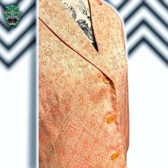 VINTAGE 1980’s Tangerine Mandala Print Business Casual Blazer Jacket, 8P - Picture 2 of 7